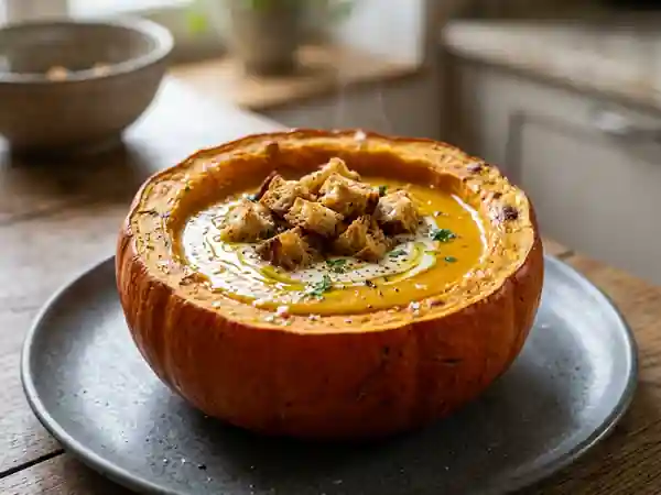Velouté de potiron onctueux et croûtons dorés - Photo de présentation