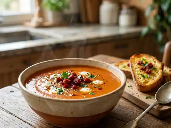 Velouté de tomate onctueux au chorizo grillé - Photo de présentation