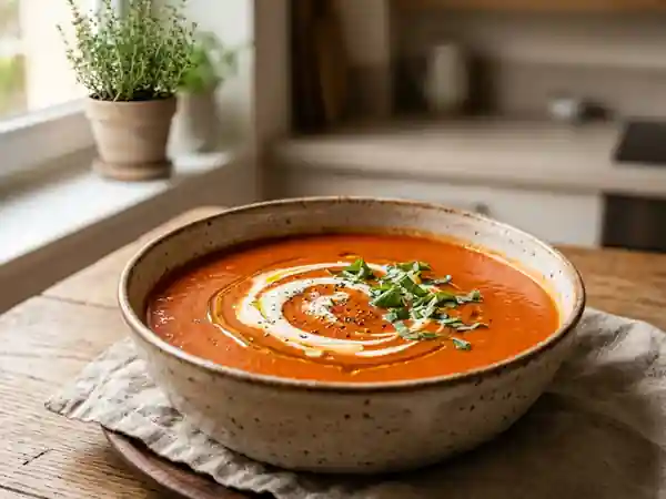 Velouté de tomates maison : recette facile et savoureuse - Photo de présentation