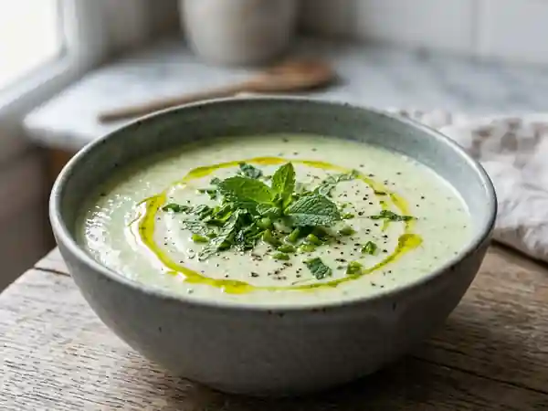 Velouté de concombre frappé et menthe fraîche - Photo de présentation