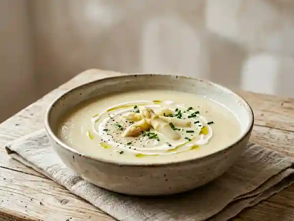 Velouté onctueux d'asperges blanches fraîches - Photo de présentation