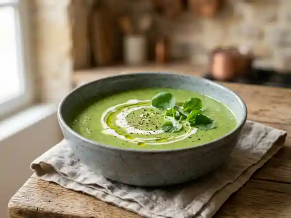 Velouté de cresson onctueux et pommes de terre - Photo de présentation
