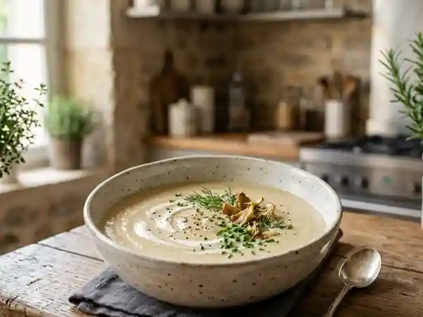 Velouté onctueux de fonds d'artichauts frais - Photo de présentation