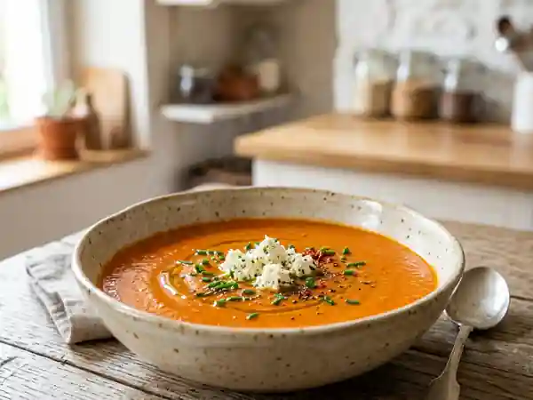 Velouté de poivrons rouges fondant au Boursin - Photo de présentation