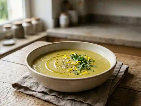 Velouté sauvage au pissenlit et légumes - Photo de présentation