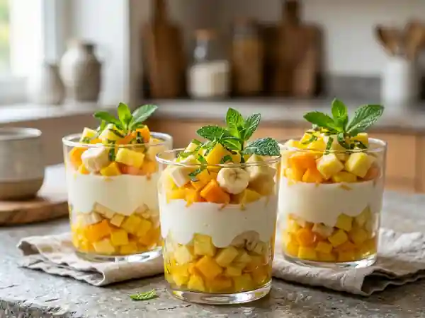 Verrines gourmandes de fruits frais à la colombienne - Photo de présentation
