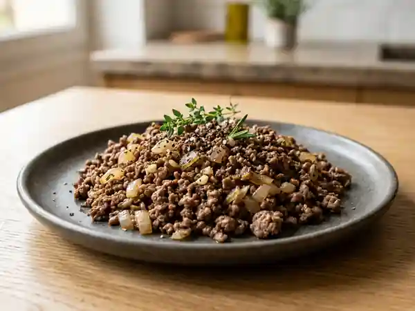 Viande hachée maigre cuite sans graisse : recette saine et savoureuse - Photo de présentation