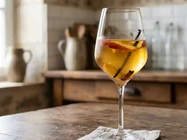 Vin de pêche onctueux à la vanille - Photo de présentation