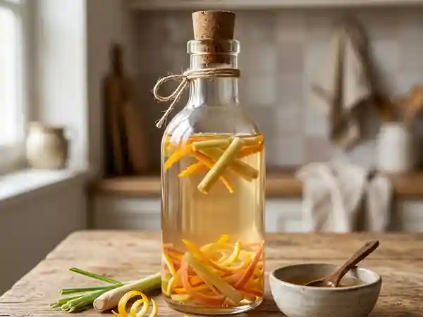 Vinaigre Aromatisé aux Agrumes et Feuilles de Citronnelle Maison - Photo de présentation