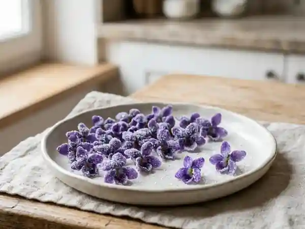 Violettes givrées au sucre craquant - Photo de présentation