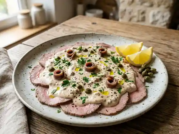 Vitello Tonnato : veau fondant et crème de thon - Photo de présentation