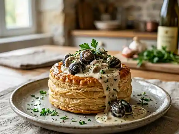 Vol-au-vent aux escargots et sauce au Riesling : recette gourmande et raffinée - Photo de présentation