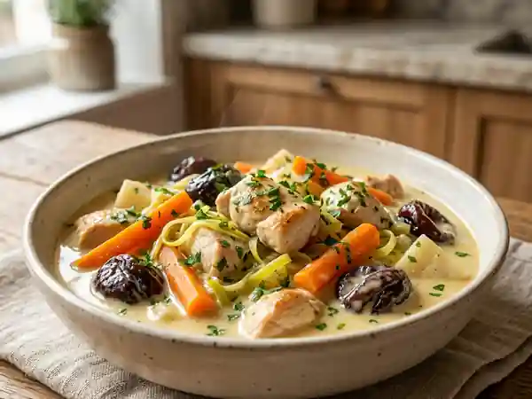 Waterzooï de poulet onctueux aux pruneaux - Photo de présentation