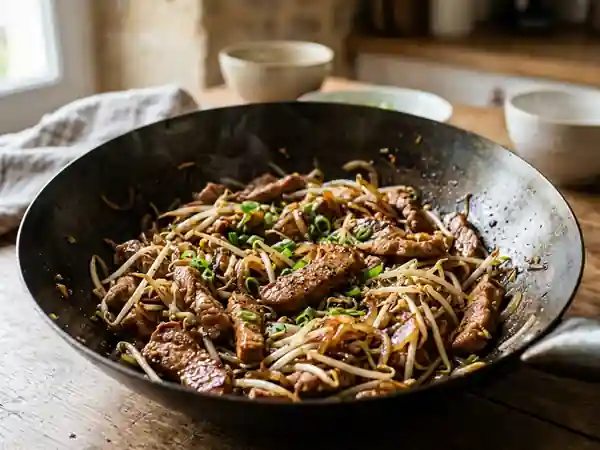 Sauté de porc au gingembre et soja croquant - Photo de présentation