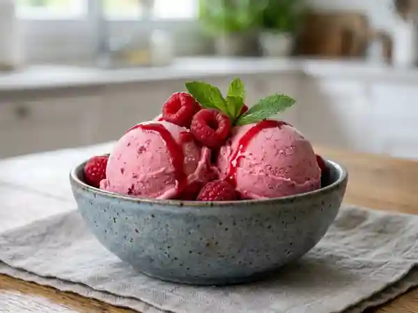Yaourt glacé à la framboise maison : recette fraîche et gourmande - Photo de présentation