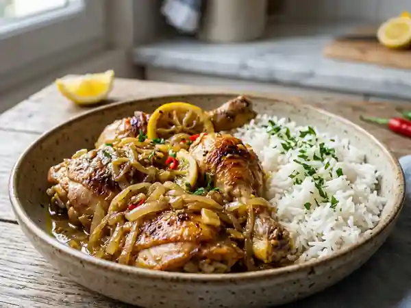 Poulet Yassa aux oignons fondants et citron - Photo de présentation