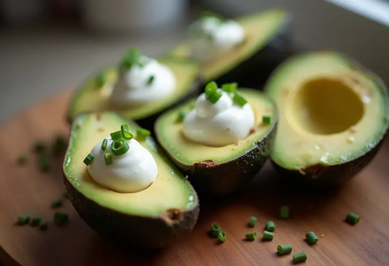 Avocats en coque garnis au carré frais et fines herbes