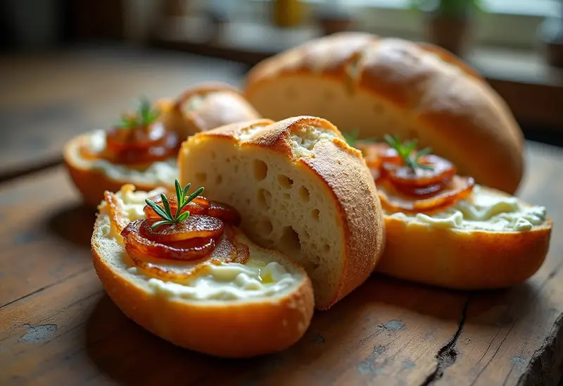 Baguettes croustillantes façon tarte flambée alsacienne