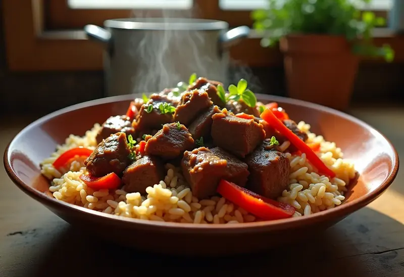 Boeuf mijoté au riz espagnol savoureux