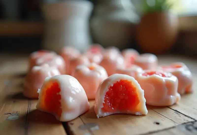 Bonbons de fruits maison au blanc glacé : douceur fruitée et fondante