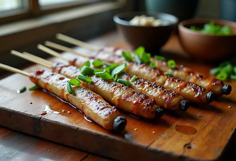 Brochettes d'anguille grillée savoureuse