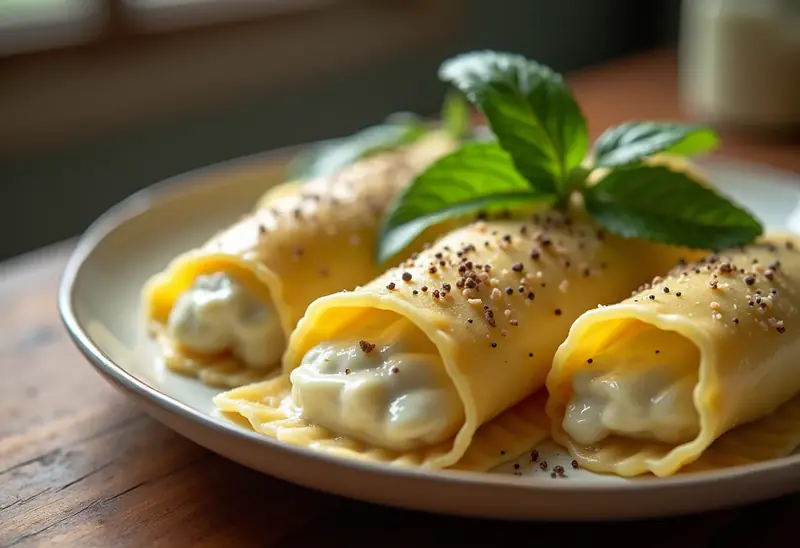 Cannelloni au Carré Frais, Menthe Fraîche et Poivre Noir