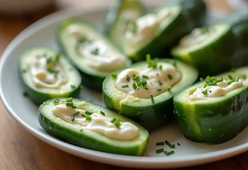 Concombres farcis au fromage frais et herbes fraîches : recette simple et gourmande