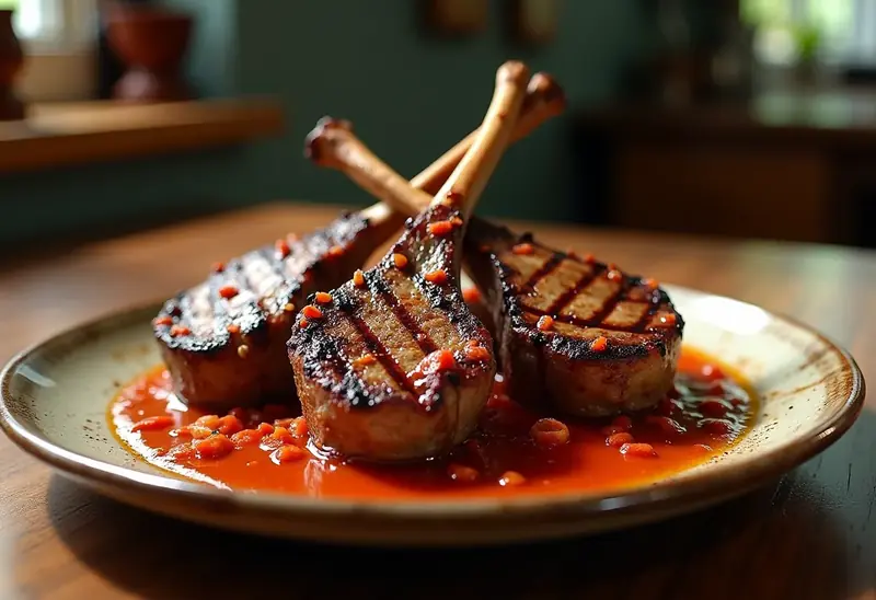 Côtelettes d'agneau grillées à la sauce espagnole savoureuse