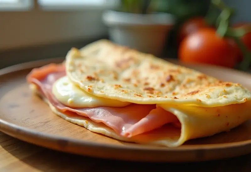 Crêpe roulée au jambon et fromage frais : recette gourmande et facile