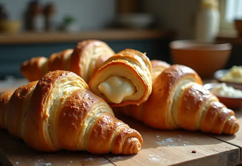 Croissants gourmands fourrés à la crème frangipane maison