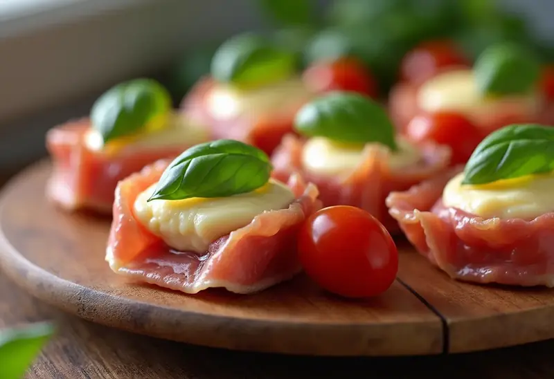 Délicieuses bouchées au jambon de Parme pour apéritif gourmand