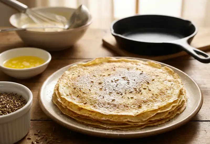 Délicieuses crêpes à l'anis parfumées pour un petit déjeuner gourmand