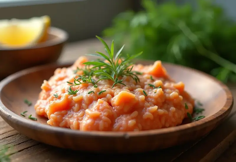 Délicieuses rillettes de saumon frais au carré frais, parfaites pour l'apéritif