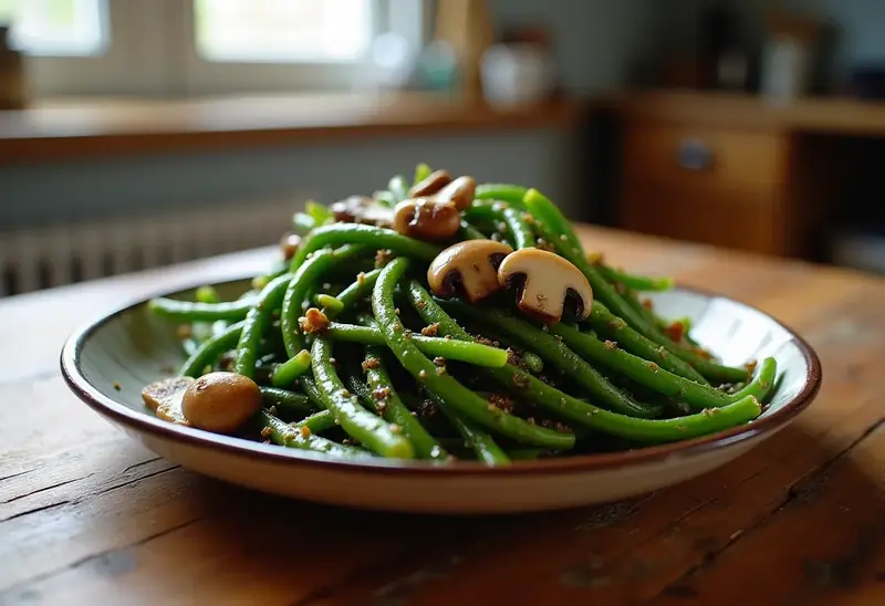 Délicieuses têtes de violon sautées aux champignons sauvages