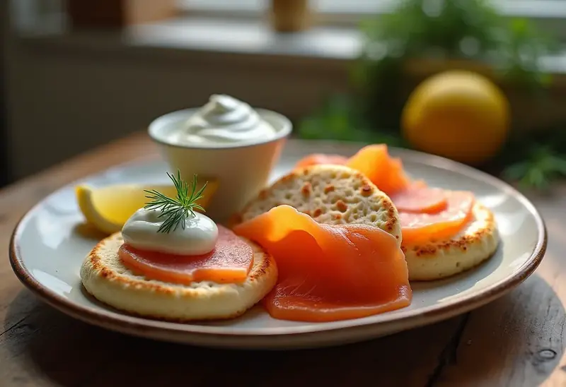 Délicieux Blinis au Saumon Fumé sur Lit de Crème Fraîche Légère