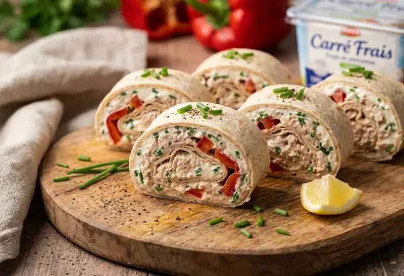 Délicieux roulés aux poivrons rouges, thon et Carré Frais : recette facile et rapide