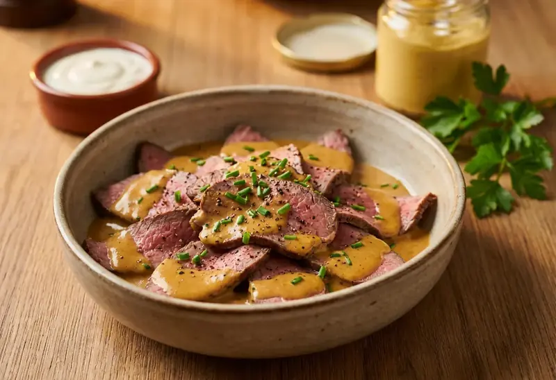 Émincé de rôti de bœuf tendre et savoureux