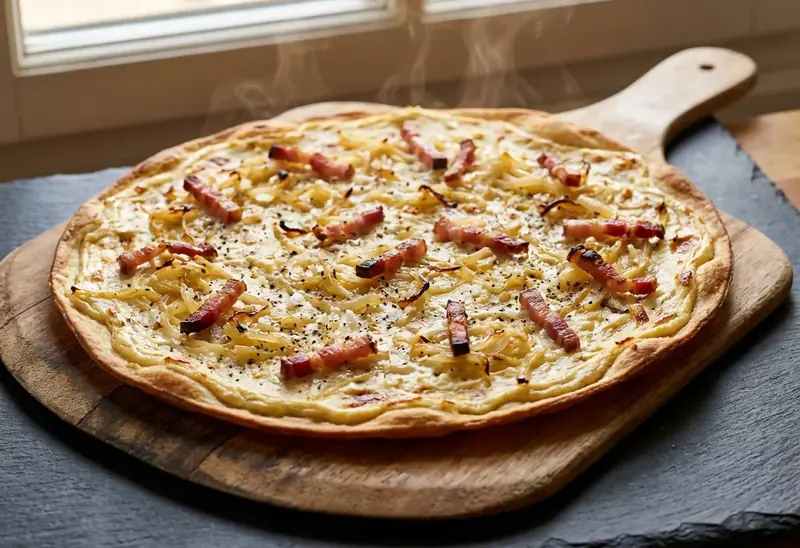Flammekueche Alsacienne Traditionnelle : Tarte Flambée Authentique