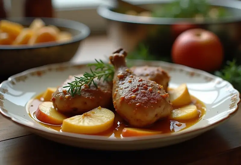 Lapin de garenne mijoté au cidre et aux pommes