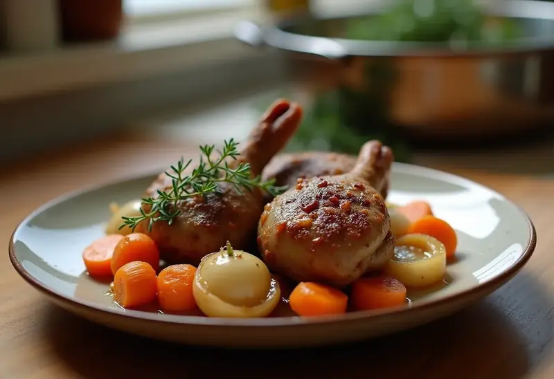 Lapin mijoté au vin blanc à la cocotte : recette savoureuse et facile