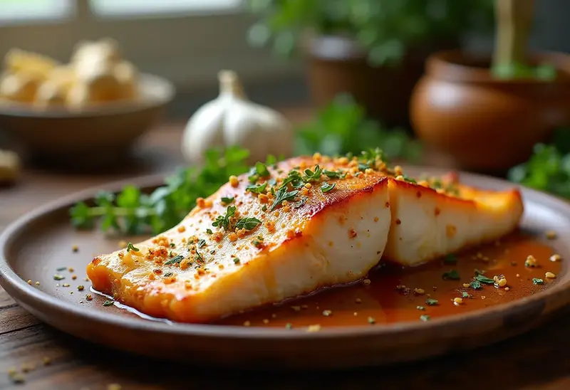 Lotte rôtie au miel et aux épices douces