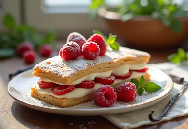 Mille-feuille gourmand au carré frais et fruits frais