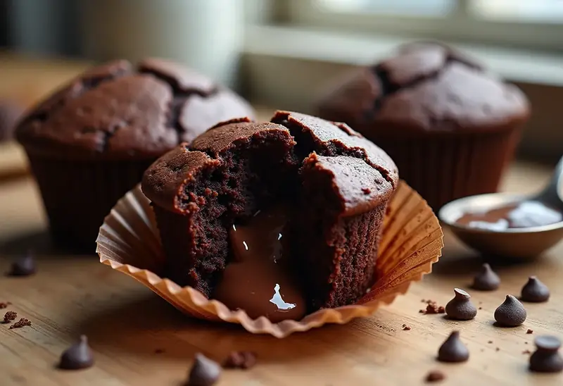 Muffins au chocolat fondant avec cœur surprise