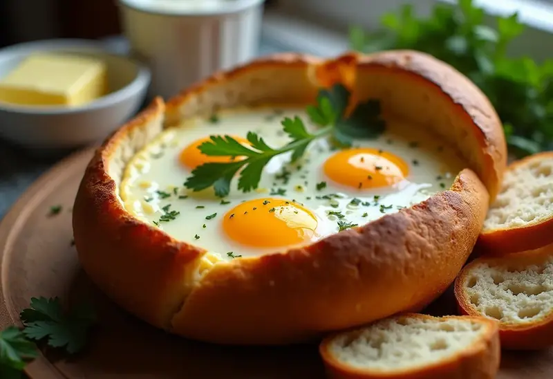 Oeufs en puits gourmands au four