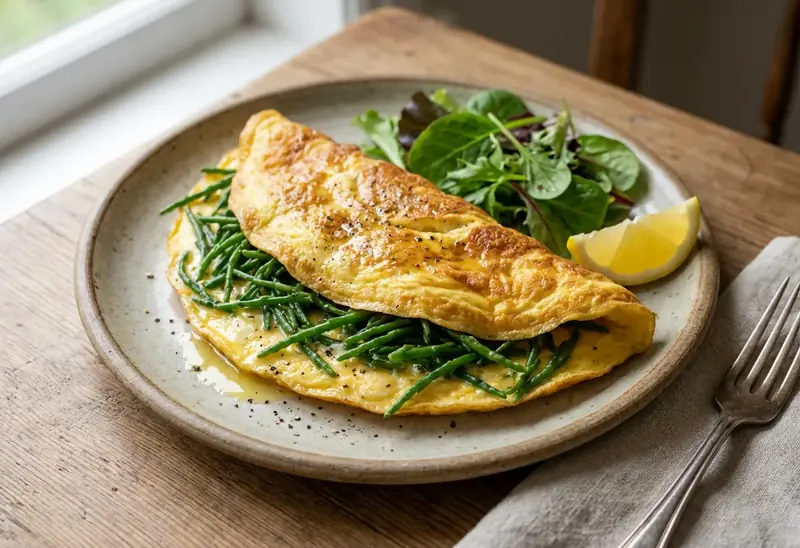 Omelette savoureuse à la salicorne fraîche