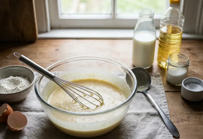 Pâte à crêpes légères et moelleuses pour une personne