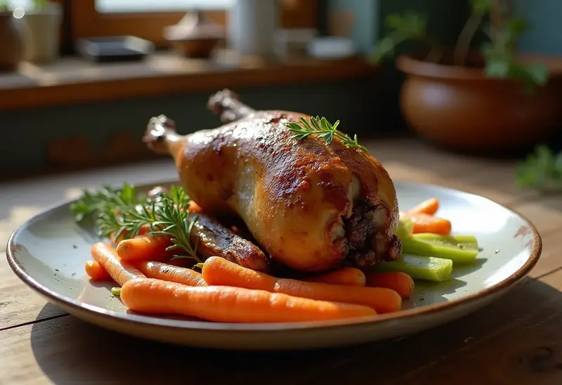 Perdreaux rôtis au verjus et légumes de saison