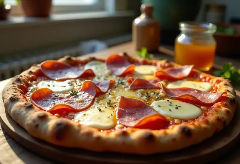 Pizza gourmande au miel et fromage fondant