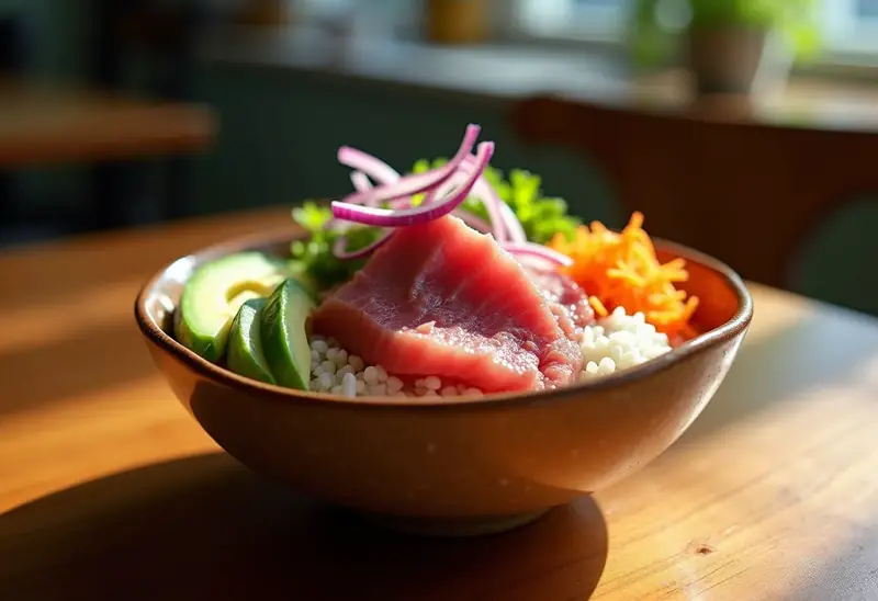 Poke bowl hawaïen au poisson cru frais