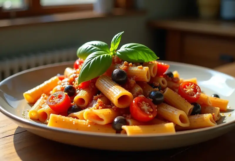 Rigatoni à la sauce méditerranéenne maison